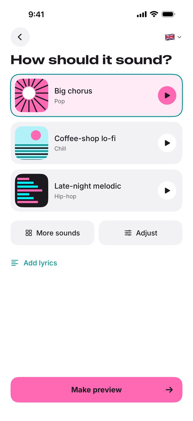 Choosing how the song should sound